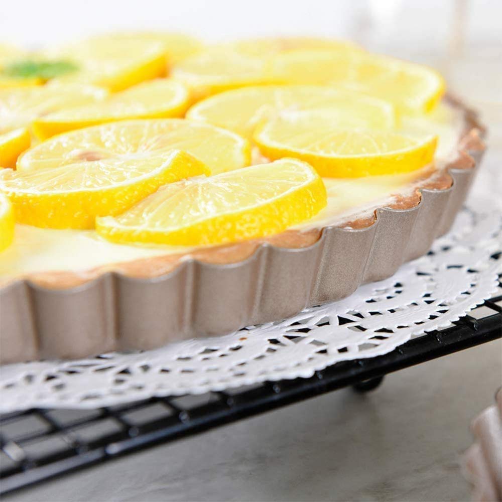 Juego de 4 moldes para Tarta de Quiche de 4 Pulgadas, Molde Desmontable para flan Estriado/Tarta con Fondo Desmontable, en Forma de corazón, Revestimiento Antiadherente, 4 Piezas