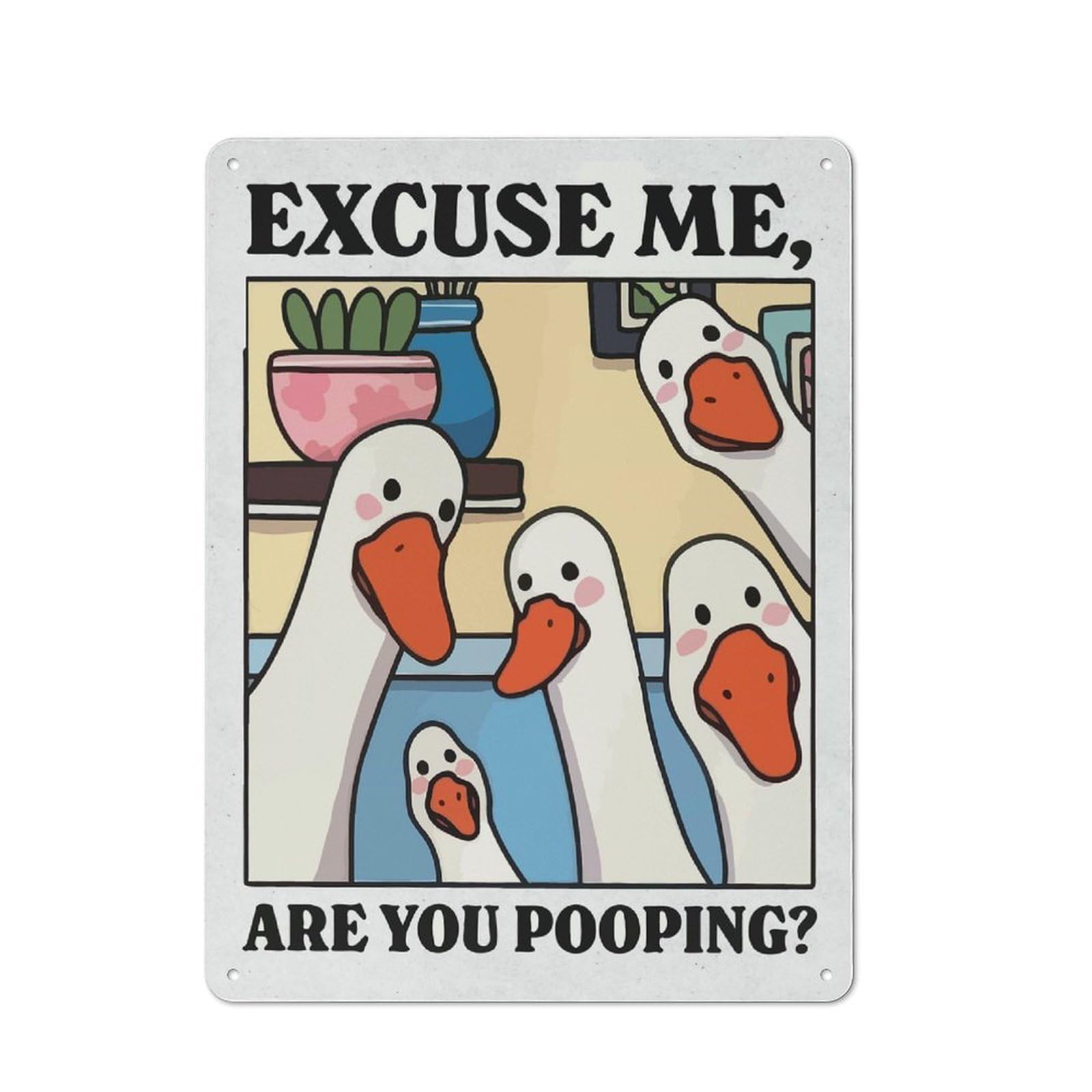 Junmoney Style-10 Tin Wall Plaque 40X30cm With Excuse Me, Are You Pooping For Hobby Room Or Studio, For Themed Interiors In Hobby Rooms And Studios