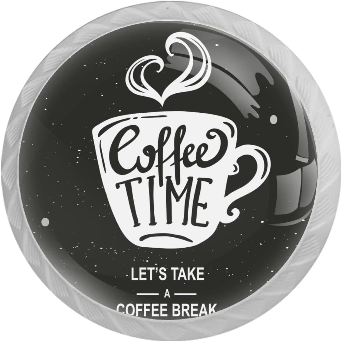 Coffee Time 4Pack of Kitchen Knobs Pulls Round Dresser Drawer