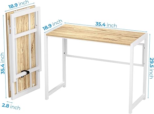 Miniatura 3 de GreenForest Escritorio plegable para espacios pequeños, escritorio de computadora pequeño sin montaje de 35.4 pulgadas para oficina en casa, mesa