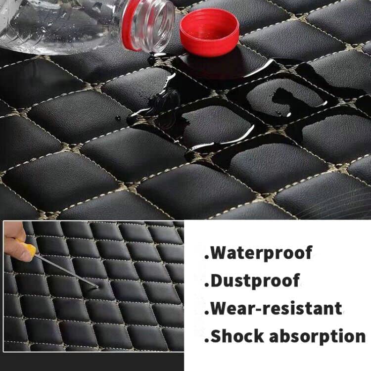 Custom Car Floor Mats Fit for 99% Sedan SUV Sports Car Full Coverage Pads Leather Floor Liners Mat Women Men (Black with red line)