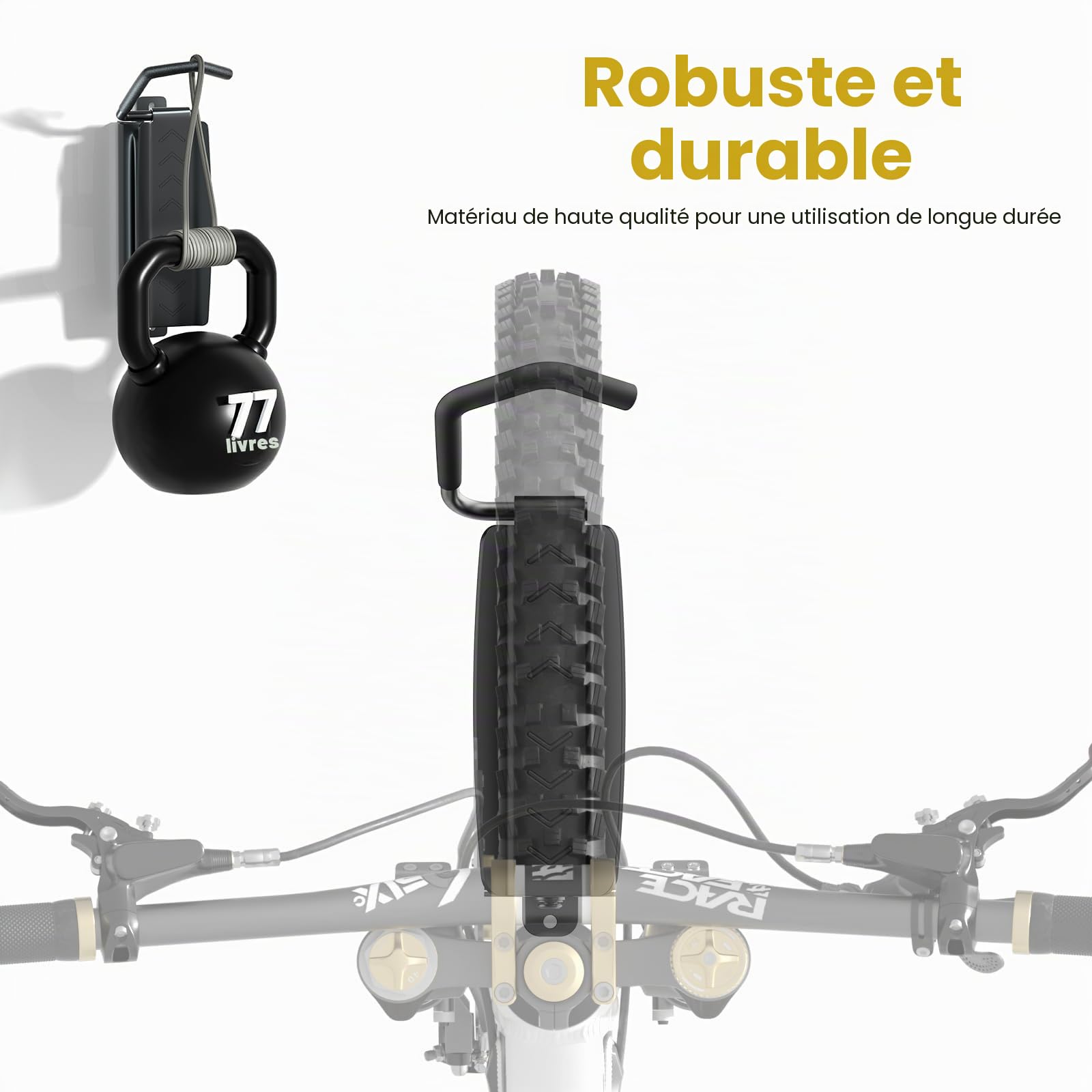 PUTORSEN Support Mural pour Vélo Vertical Pivotant - Porte Vélo Mural pour Les Garages et L'intérieur,Gain de Place et Facile à Suspendre Crochet Vélo Mural,Capacité de Charge 35kg（2 pcs.）