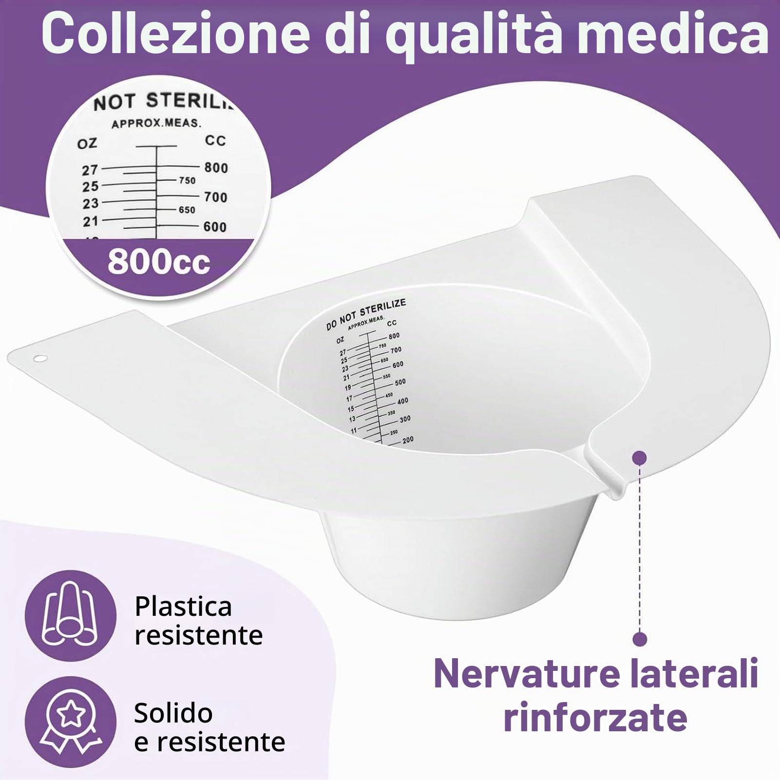 Contenitori per Raccolta Campioni da 10 Pezzi, Contenitore per la Misurazione 'urina da 27 Once 800 Ml con Beccuccio Versatore, Cappello di Raccolta 'urina Riutilizzabile