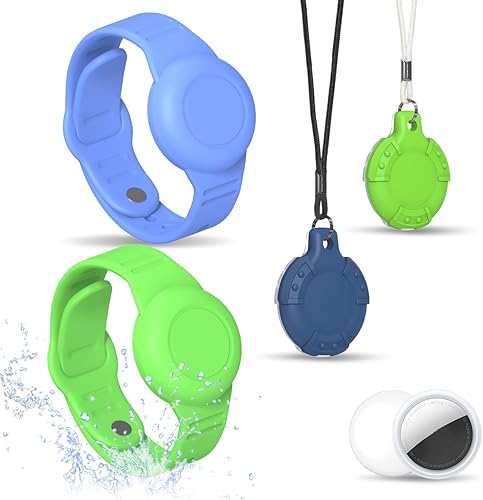 Paquete de 4 pulseras compatibles con AirTag y collar Airtag para niños, de silicona suave, impermeable, soporte oculto para Airtag para niños