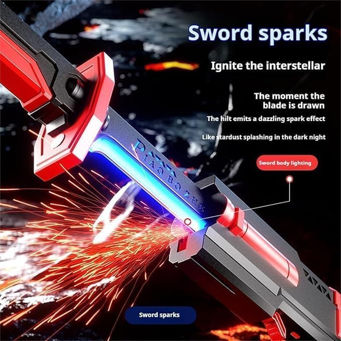 Image of LED Sword Toy for Boys & Collectors - Large Size 78 CM Sparkblade Katana with Smoke & Spark Effects | 7-Color Light-Up Blade, Sound FX, Anime-Inspired Cosplay Prop for Roleplay