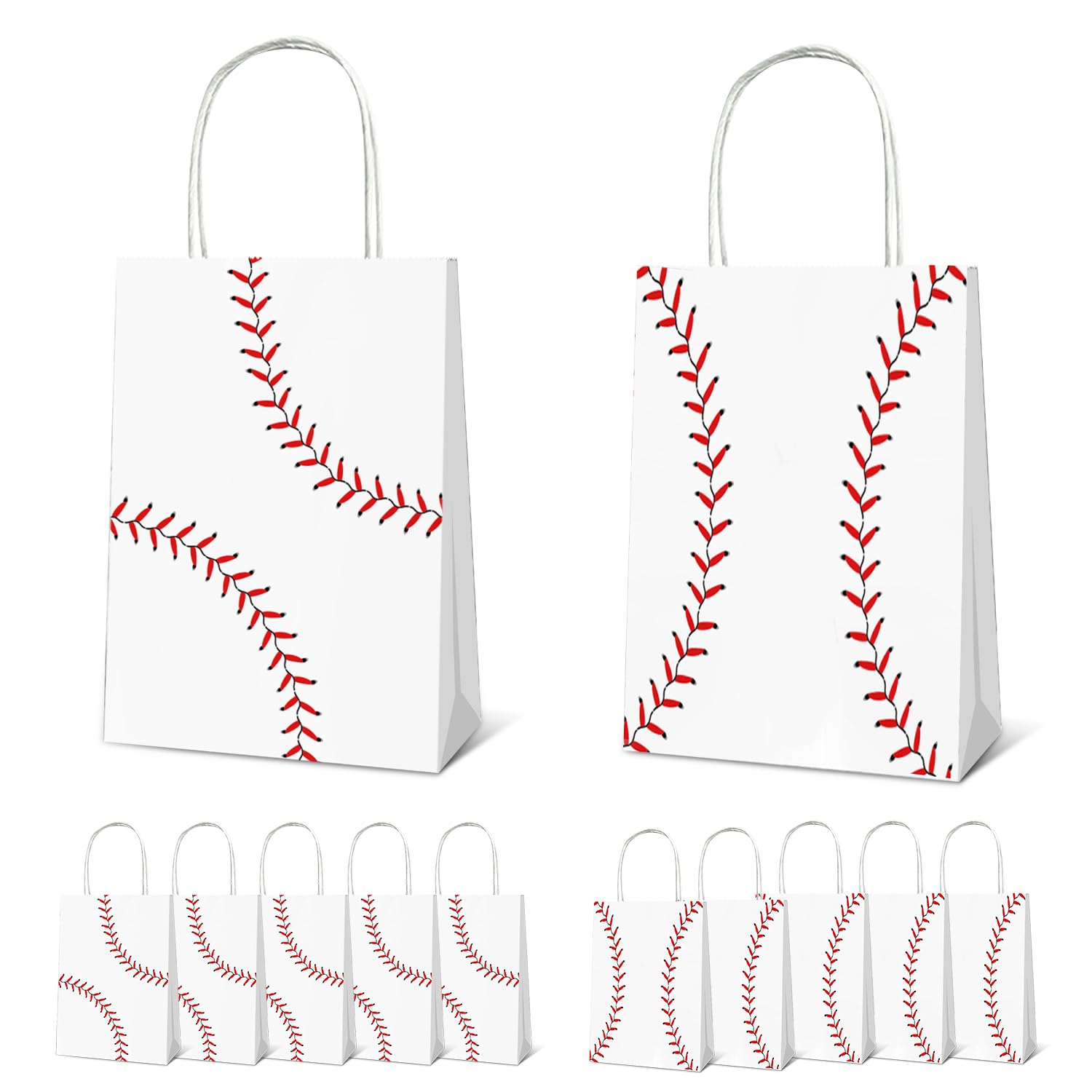 JNYLYFC Baseball Party Favor Gift Bags with Handle, 12 PCS Baseball Party Treat Bags Party Paper Bag for Baseball Theme Games Day Sports Goody Bags