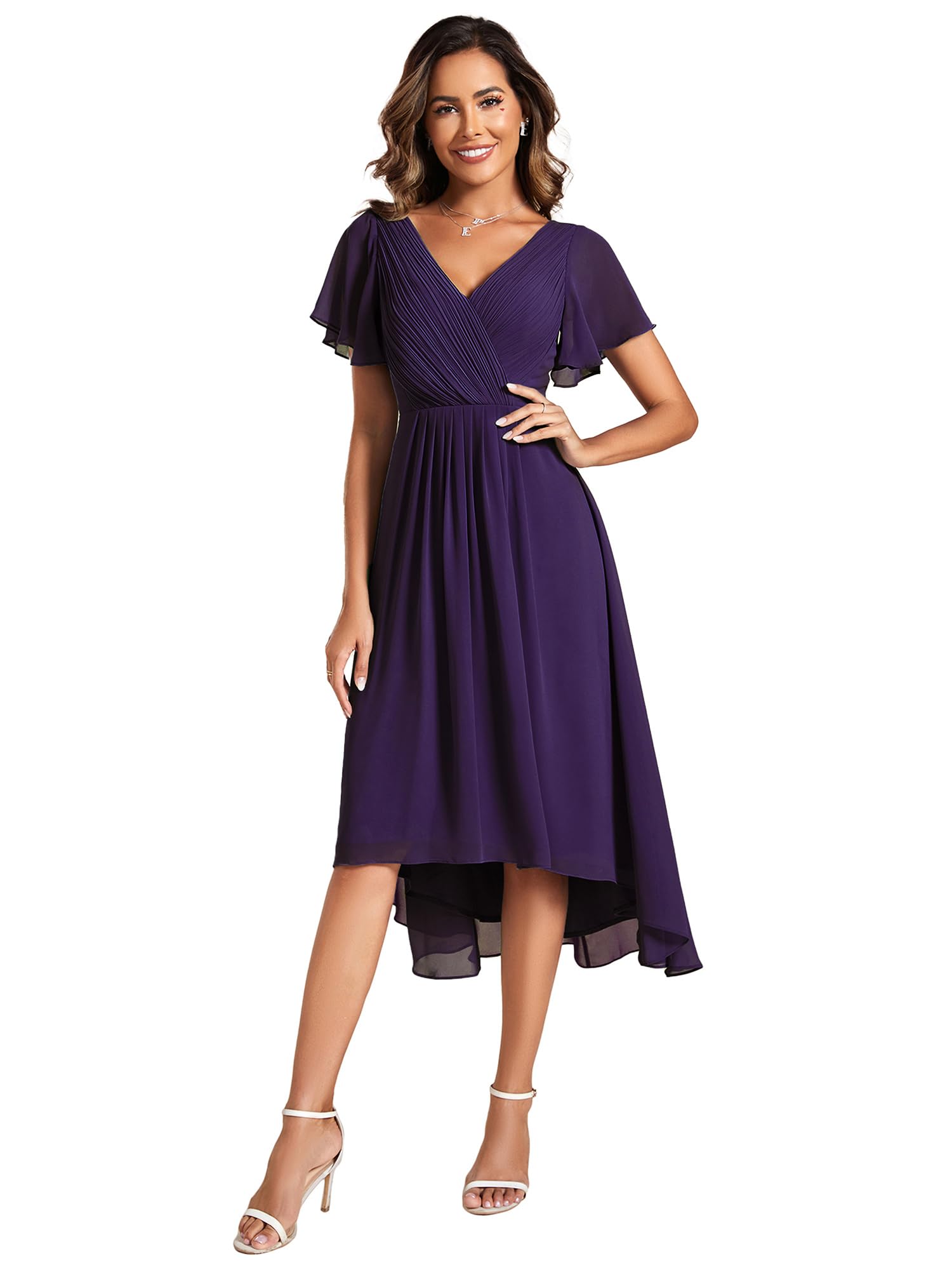 Ever-Pretty Boda Vestidos de Invitados Elegante Gasa Corto Mujeres Vestidos de Cóctel Vestidos de Novia Delantero Corto Espalda Largo EG01923