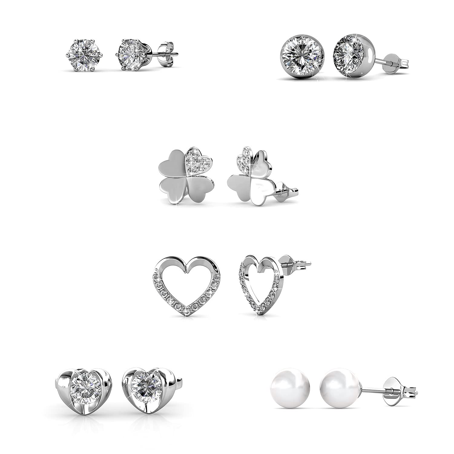 Adventskalender Herz 14 Schmuck rhodiniert Messing mit österreichischen Kristallen - Geschenk zum Geburtstag, Muttertag, Weihnachten, silber