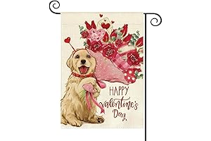 Baccessor Valentine's Day Golden Retriever Dog Garden Flag
