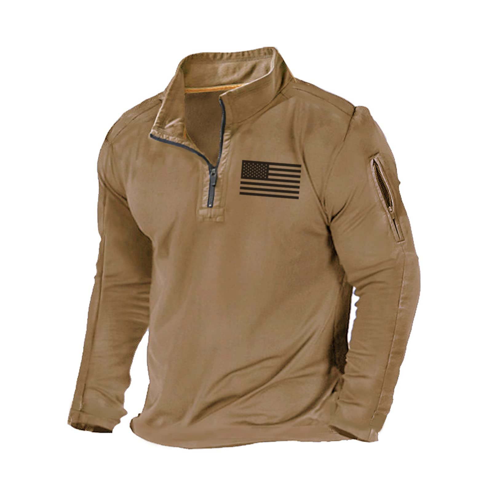 h hyfol Men's USA Flag Graphic Pocket Pullover American Patriotic 1/4 Zip Stand Collar Long Sleeve Sweatshirts-picture-43