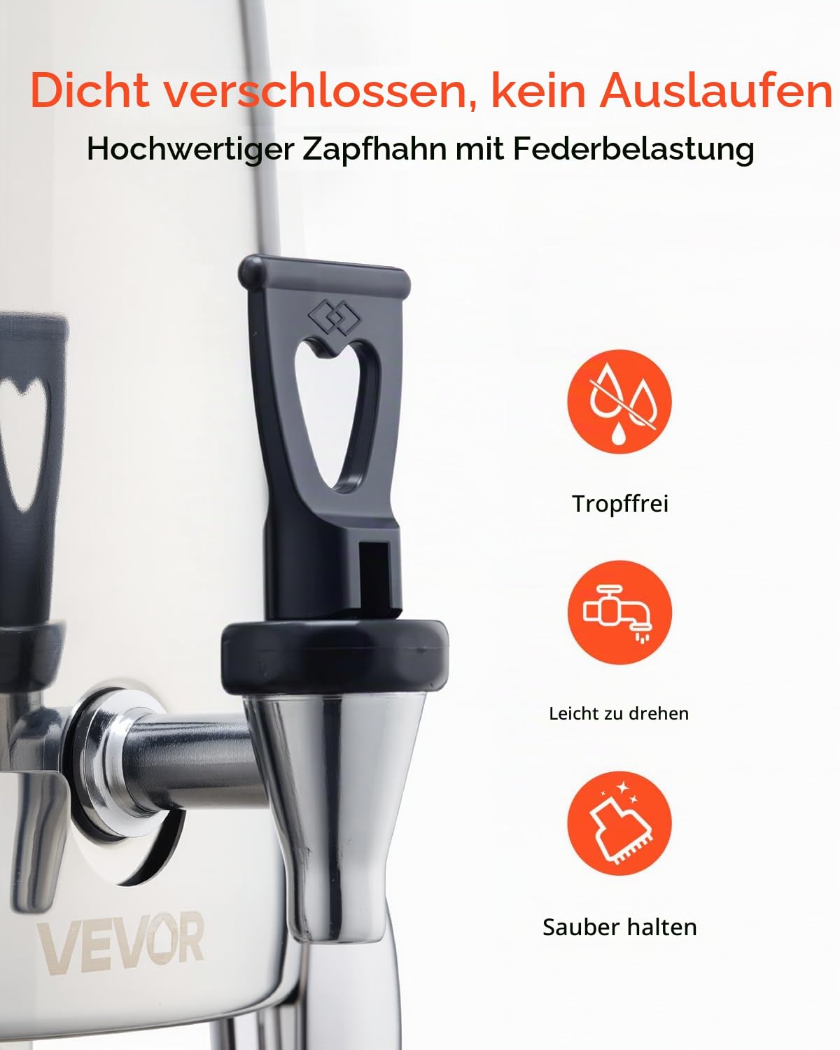 VEVOR Getränkespender Heißgetränkespender (12 L) aus Edelstahl mit Alkoholbrenner, Kaltgetränkespender mit tropffreier Zapfhahn für Kaffee Tee heißes Wasser, für Restaurants Hotels Partys