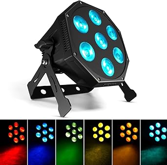 SHEHDS LED GlamoPar Lighting, 7x12w Stage Light, RGBLAC 6in1 Color Mixing, Strobe Effect, Intelligent Start Stop, Temperature Control, DMX Contorl Sound Activated for Mini Concert, Home,School