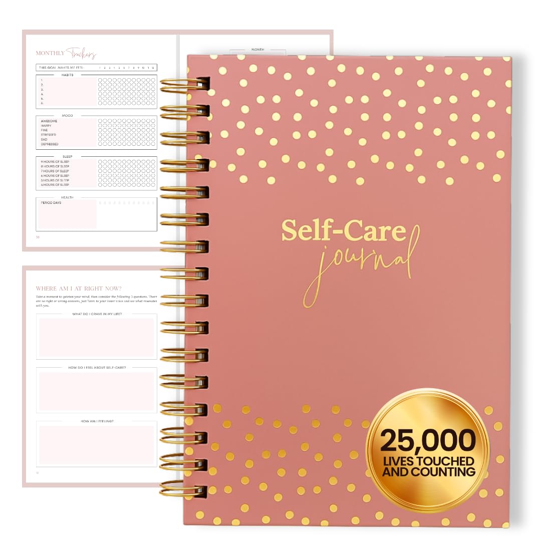 Daily Self Care Journal for Women - A5, Wellness Journal with Prompts - Goal Journal for Happiness,Mindfulness,Productivity & Personal Development - Reduce Stress & Improve Mental Health - Pink