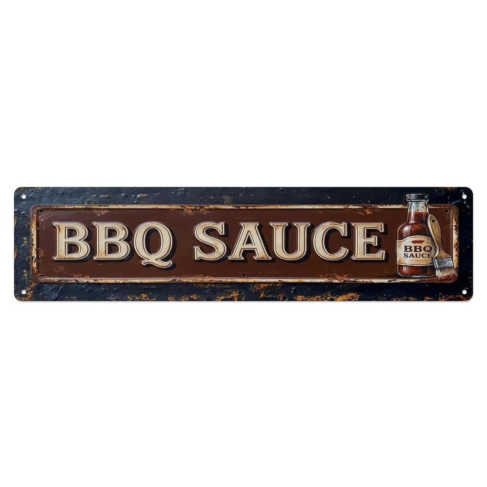 Vintage BBQ Sauce Smoky Farmhouse Metal Tin Sign