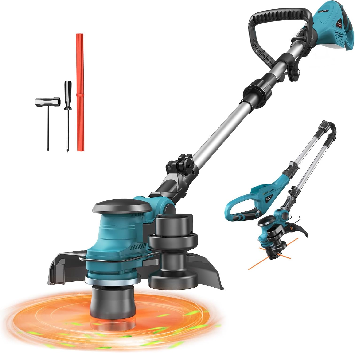 Cordless String Trimmer Compatible with Makita 18V (Tool Only), MtiolHig 12” 3-in-1 Weed Wacker with Battery Indicator, 8500RPM Brushless Weed Eater, Foldable Lawn Edger w/18 0.11”Thick Lines, Blue