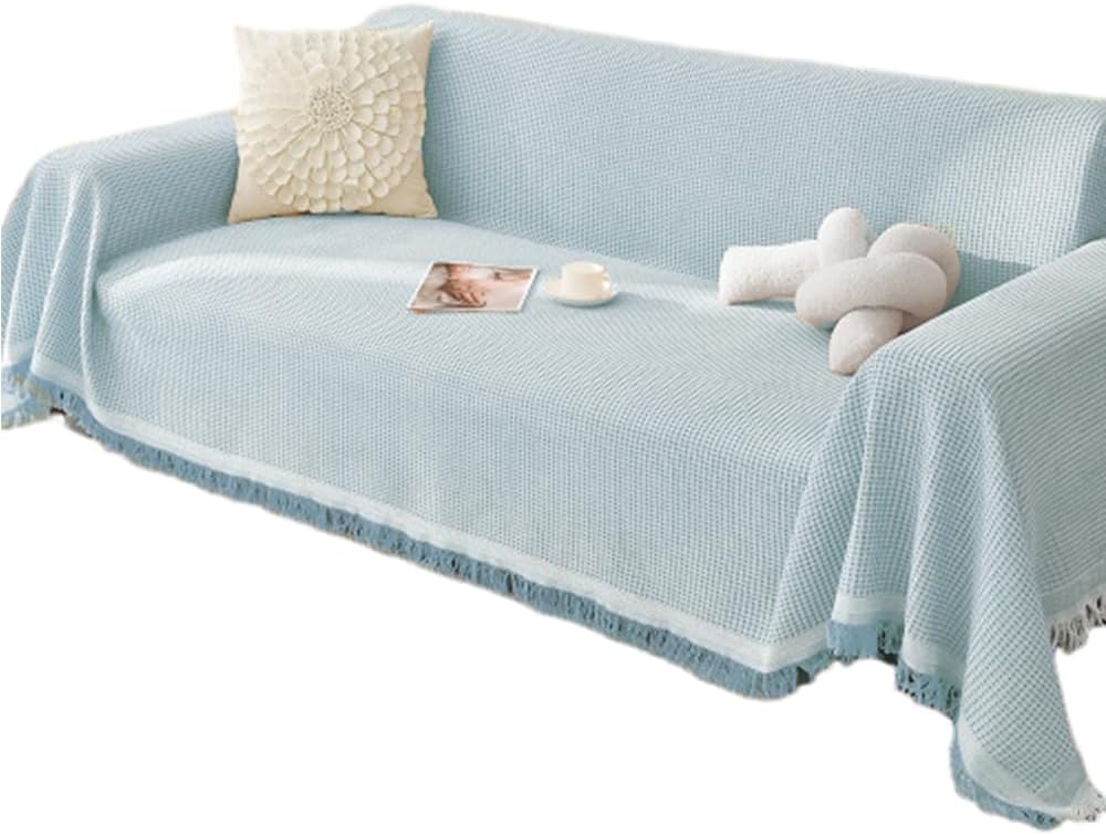 FANSU Throw for Sofa Large, Soft Throw Blanket Sofa Reversible Life Two Colors Versatile Blanket Throw Decorative for Chair Settees Couch Sofa Bed -Minimalism (Blue,1 Seat (180x180cm))