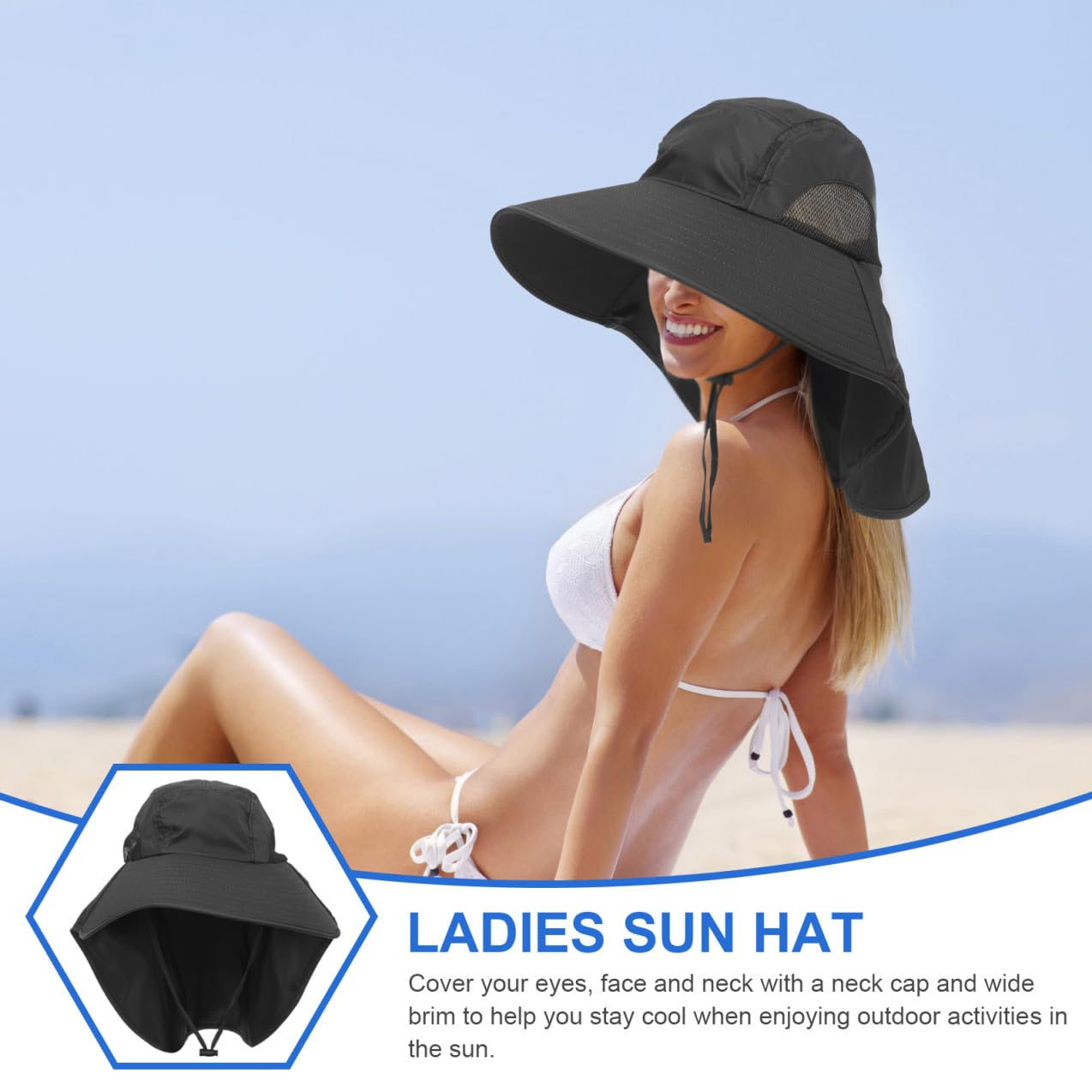 Toyvian Sombrero para el Sol Solar Ancho pequeño Sombrero de Pescador de Malla Transpirable Sombrero de Playa de Senderismo de Pesca Sombrero de Pesca de ala Ancha poliéster Negro