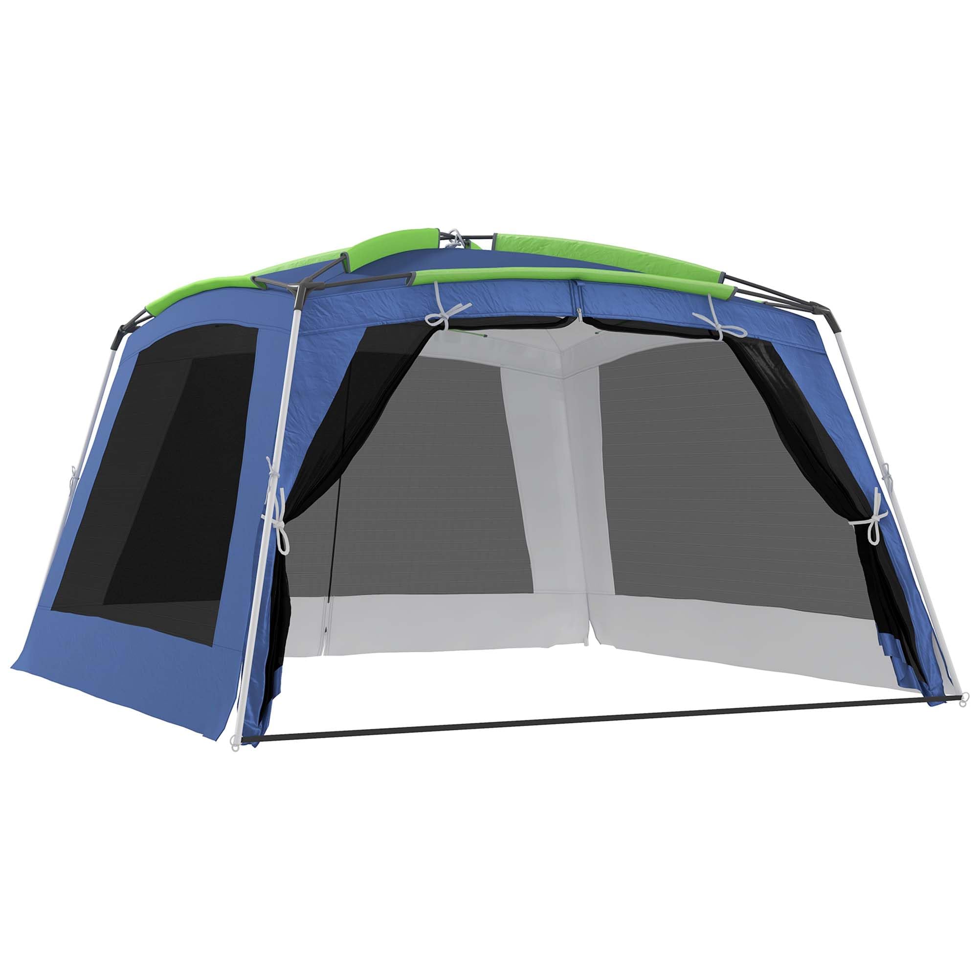 Outsunny 5-8 Person Camping Tent, Portable Dome Tent, Outdoor Screen House Sun Shelter, 360x355x215cm - Dark Blue/Green