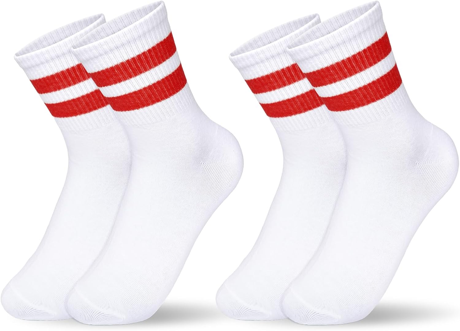 2 Pairs Womens Striped Socks Retro Striped Style Crew Socks Soft Breathable Ankle Socks Fits US Women Size 9-11