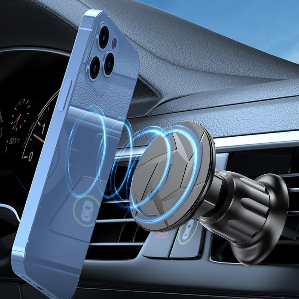 Magnetic Phone Holder for Car - N52 Super Magnetic Phone Mount for Car Vent with 360° Rotation - Universal Car Phone Holder Car Compatible with Magsafe & All Phones