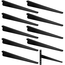 Yalikop 10 Pack Adjustable Shelf Brackets for Double Track System Closet Organization Heavy Duty Wire Shelf Brackets Black,11.5 Inch