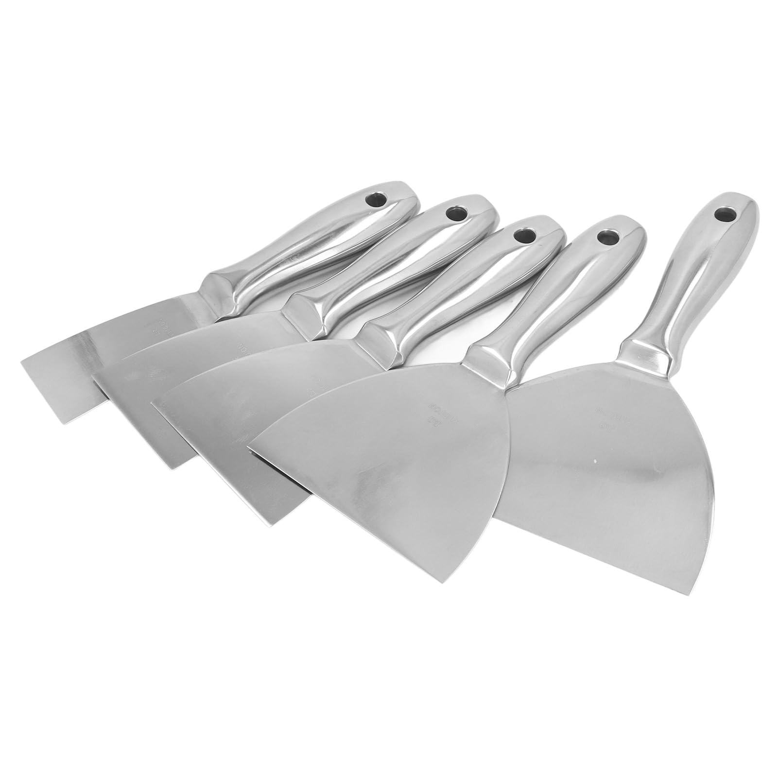 WALFRONT Ensemble de Grattoirs à Mastic en Acier Inoxydable, Lames Métalliques Durables, Tailles de 2 à 6 Pouces pour le Nettoyage du Plâtre et du Coulis