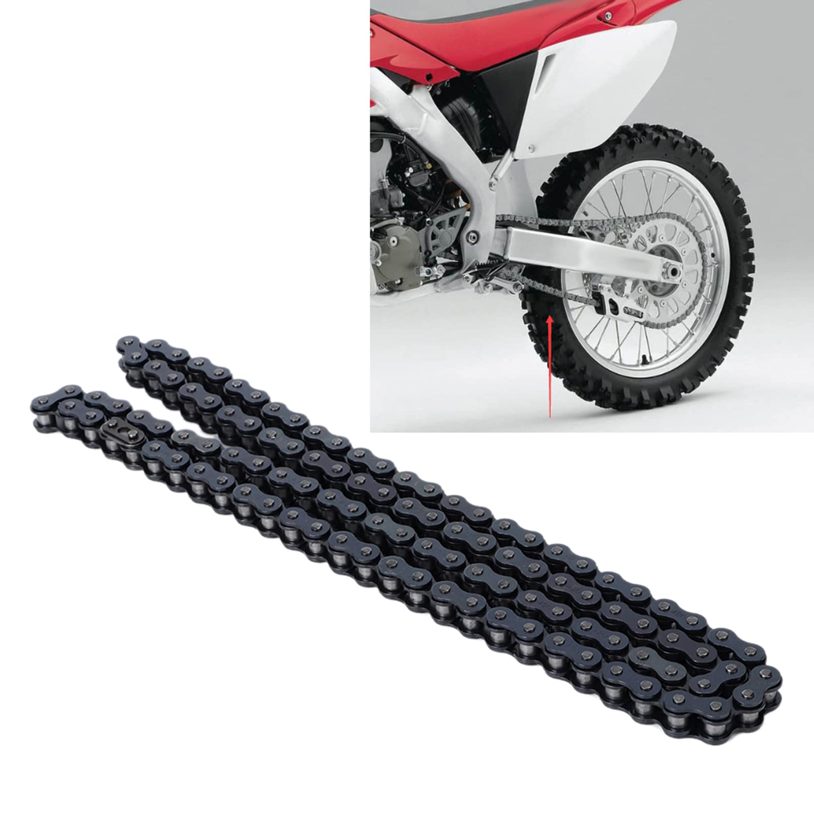 Chaine Quad 125,Chaîne 428 Quad,Chaîne 428 Pit Bike 108 Maillons, Chaîne de moto 428 108 maillons pour quad, pit bike, dirt bike, kart, 50 à 250
