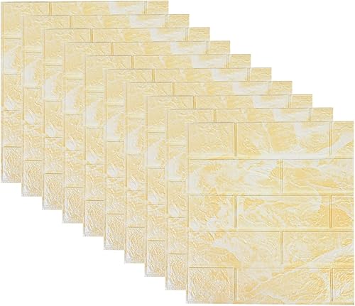 Miniatura 6 de 10 calcomanías de espuma 3D para despegar y pegar, 14 pies cuadrados, autoadhesivas, azulejos decorativos de ladrillo de piedra sintética para