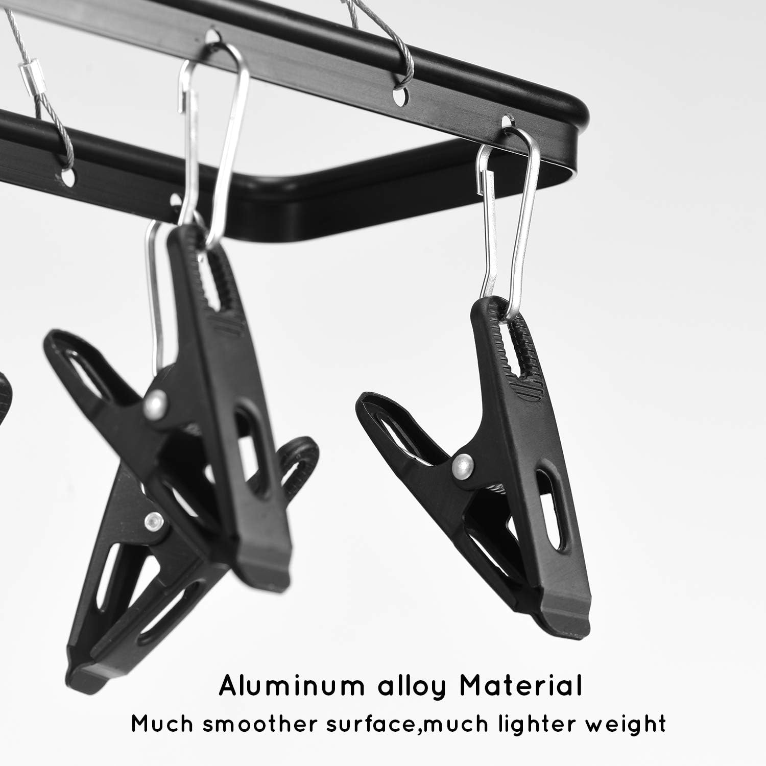 senbowe Foldable Clip and Drip Hanger, Clothes Hanging Drying Rack Sock Hanger Underwear Hanger with 12 Clips, Hanger for Towels, Bras, Baby Clothes, Gloves, Aluminium Alloy Laundry Hanging Air Dryer