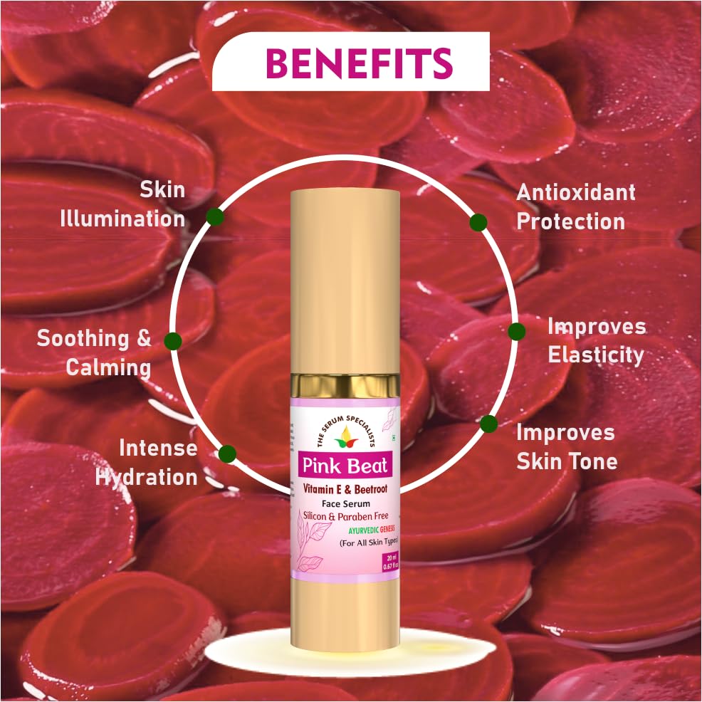 Image of Pink Beat Vitamin E & Beetroot - Nourishing & Radiance-Boosting | Infused with Vitamin E & Beetroot Extract | Enhances Skin's Natural Glow | For All Skin Types | 20ml