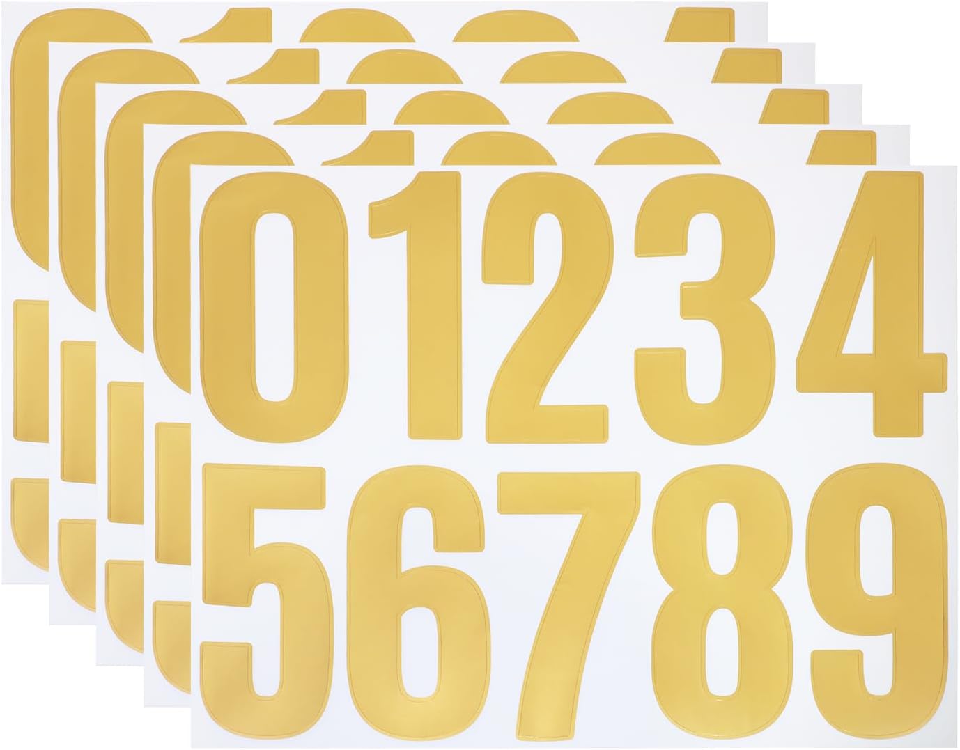 ONLYKXY 5sheet Gold 0-9 Vinyl Self Adhesive Mailbox Number Sticker Waterproof 4in Space Decal Organizing Labble Tag for Window Door Car Sign Storage Package Box Bin Can Home Business Yard Address