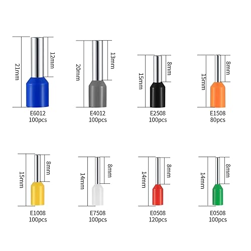 Miniatura 2 de Kit de conectores de casquillo de alambre de 800 piezas, AWG 22-10 casquillos de alambre, kit de conectores de terminales de casquillo de cable