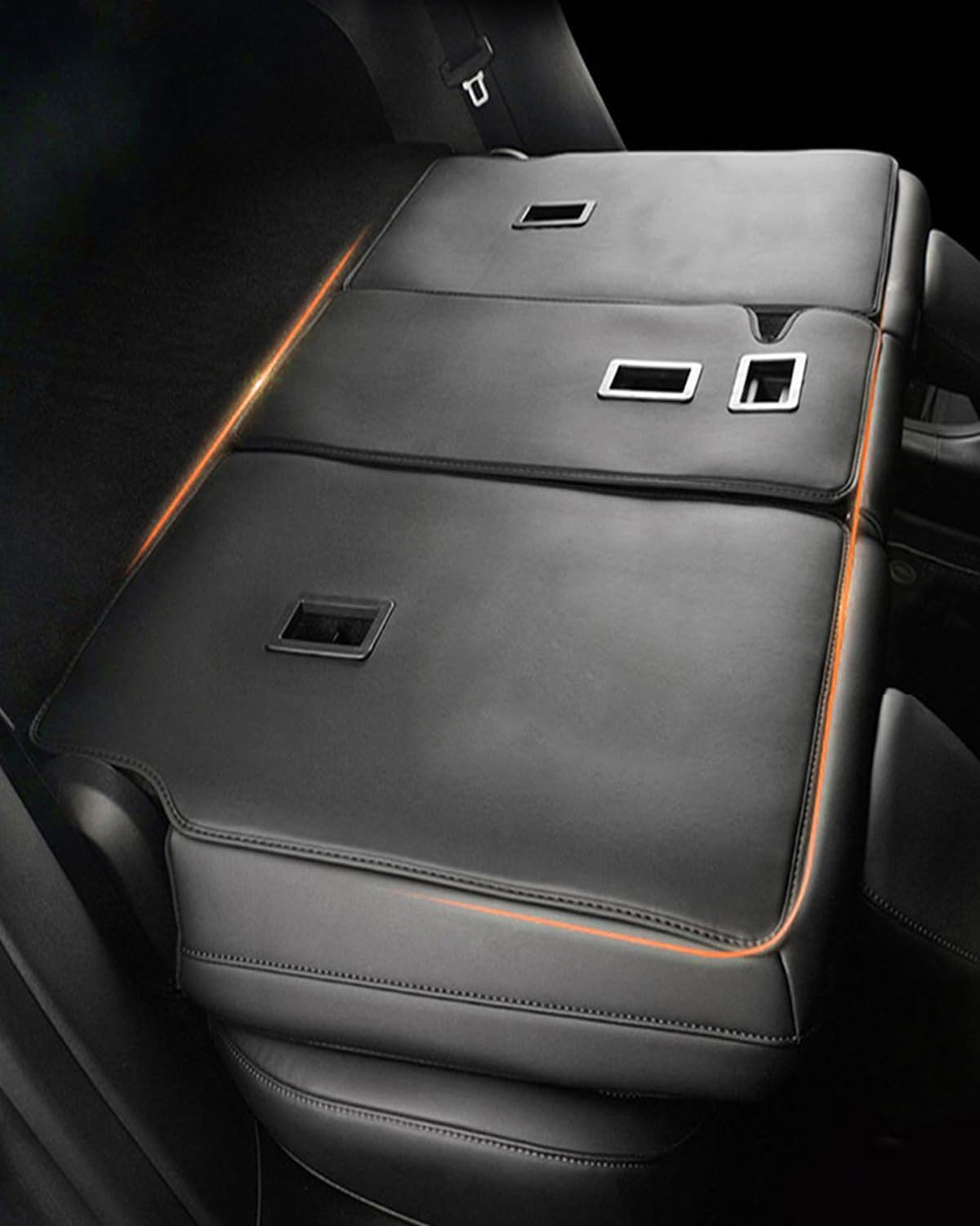 Rear Seat Protection Cover, Second Row Leather Back Seats Cover, Back Seat Protector Rear Seat Cover Full Set Compatible with Tesla Model Y 2021-2024 (Model y 2021-2024)