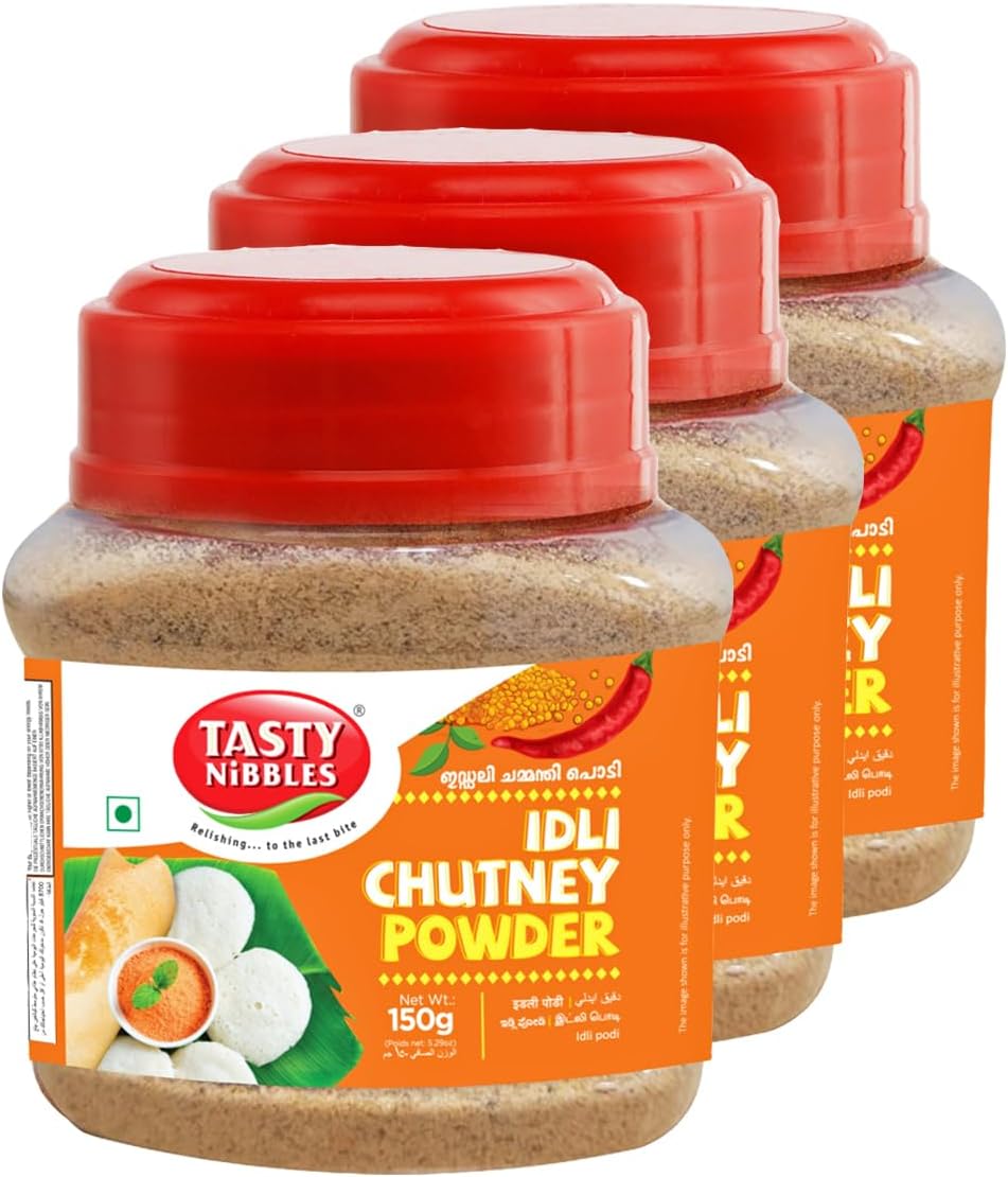 Tasty Nibbles Ready to Eat Idli Chutney Powder 100g | Chammanthi Podi | Instant Idli Chutney Powder| South Indian Style Molgapudi | Vegetarian | No Added Preservatives [Pack of 3]