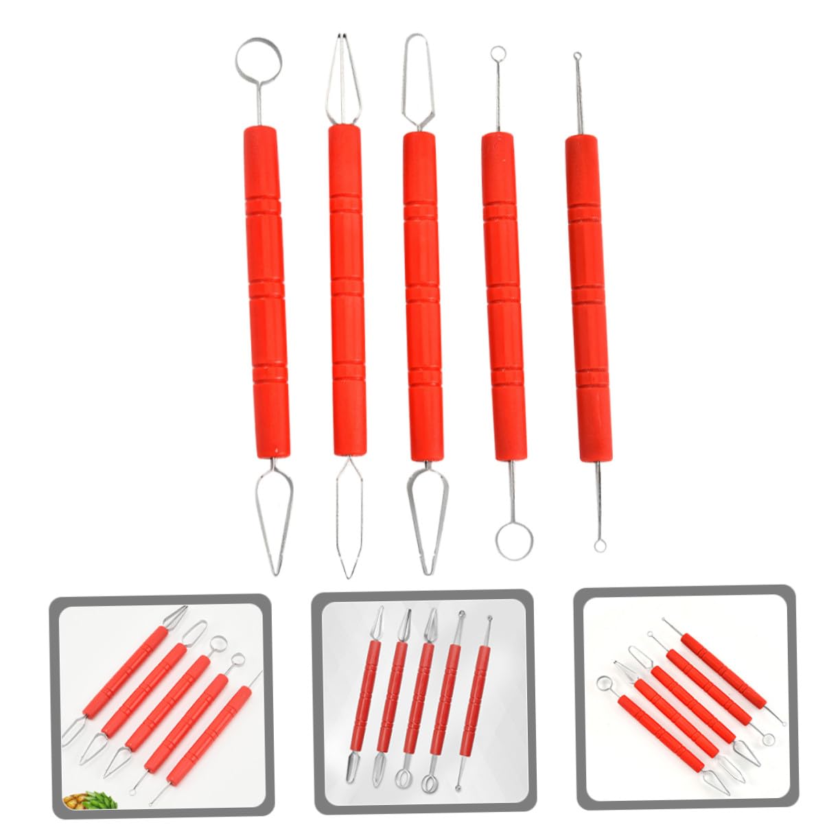 Angoily Set 5 Pezzi Strumenti per Intagliare Argilla in Acciaio Inossidabile e ABS, Utensili per Modellare e Scolpire Argilla in Progetti Creativi e Artigianali