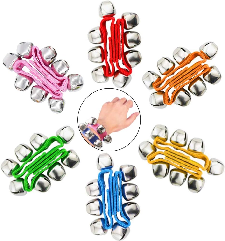 POPLAY 6 PCS Percussion Instruments, Wrist Bells Jingle Bells Musical Rhythm Toys