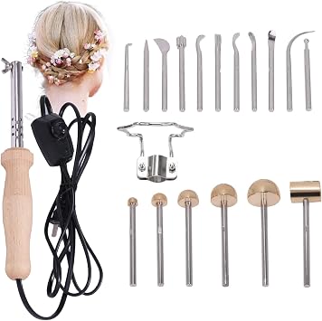 DIY Cloth Fabric Flower Making Tools Kit Electric Fabric Flower Maker Artificial Flower Ironing Machine with 17 Heads & Bag