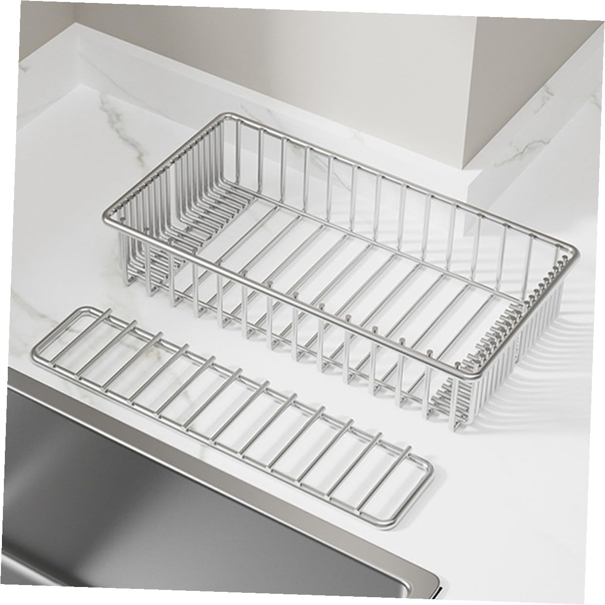 2 Stück Edelstahl Besteckhalter mit Ablagefunktion Separater Besteck Essstäbchen organizer Platzsparender Küchenhelfer für Besteck Küchenutensilien Spülmaschinengeeignetes