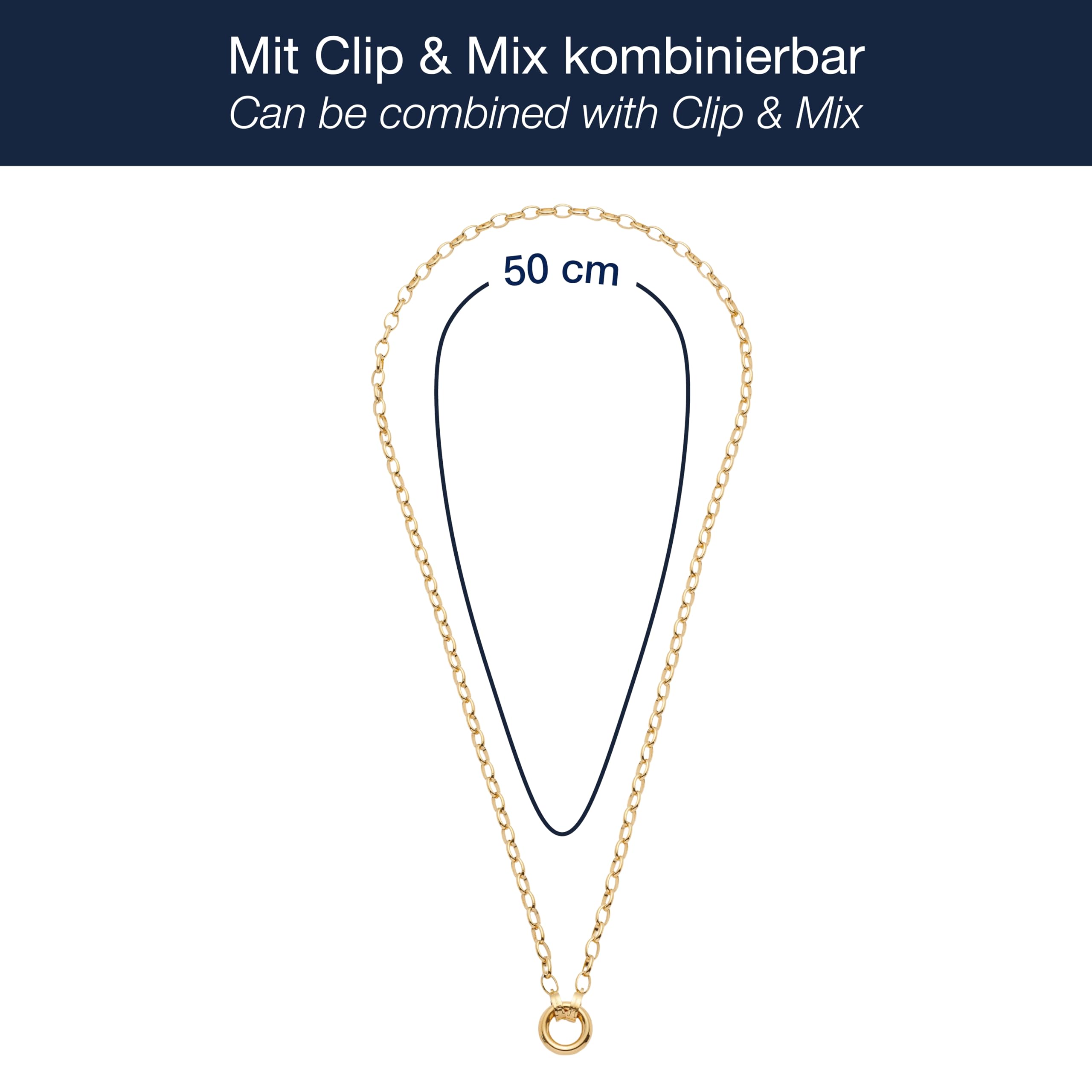JEWELS BY LEONARDO Halskette Clip & Mix Tomke • Weitanker-Kette aus goldfarbenem Edelstahl • Zwischenring für Charms Anhänger • 50-51,3 cm Länge • Schmuck Geschenk für Frauen • 025758