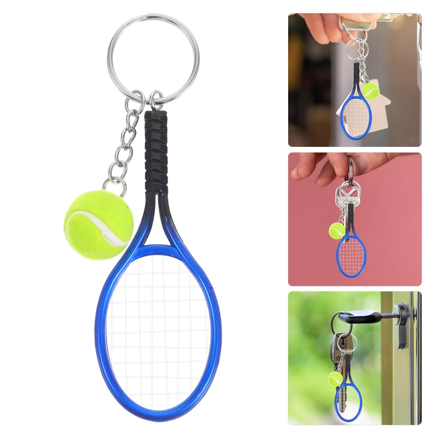 Llavero Raqueta de Tenis con Mini Pelota, Accesorio Decorativo para Coche