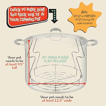 Concord 7 Pieces Premium Stainless Steel Canning Set Starter Kit w/Rack. No Rust, Extra Stability. BULK PACKS (Canning Set)