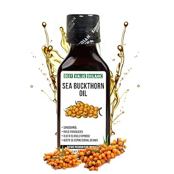 Siberian Sea Buckthorn Oil 100 Ml, Non-GMO, Unrefined, First Cold Pressed, Raw, Natural - 3.4 Fl Oz from wild harvested berries and seeds
