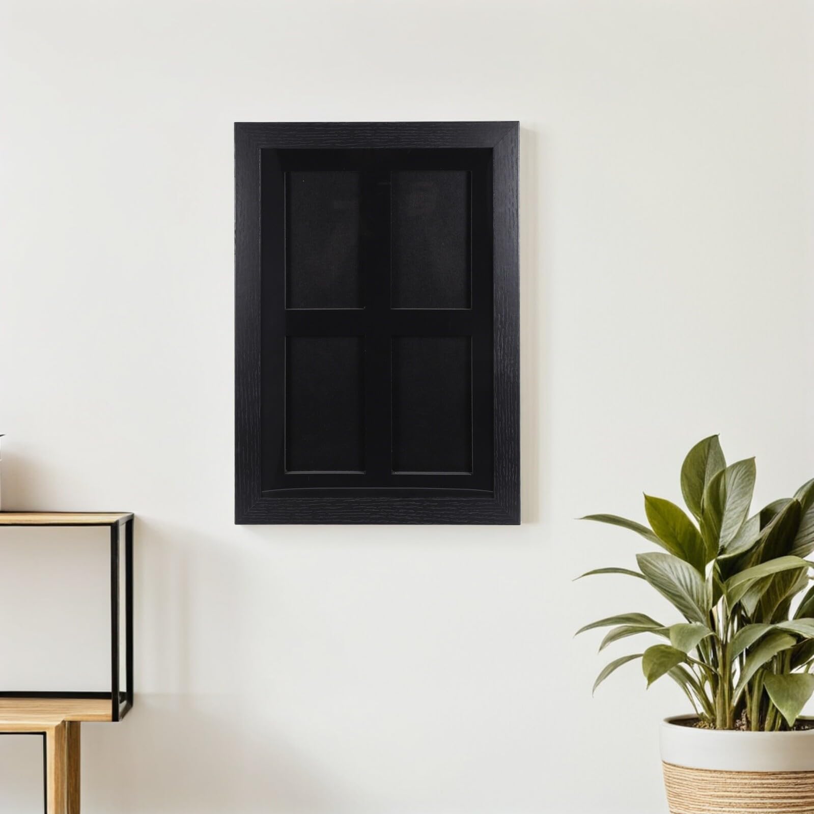 Lurrose Gerahmter Sammelkarten Rahmen für Wand und Tischmontage 4 Fächer Transparente Abdeckung Psa Kompatibel Kartendisplay für Sammelkarten und Trading Cards