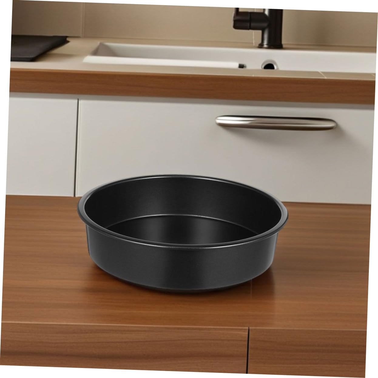 ULTECHNOVO Lot de 3 Moules à Gâteau Ronds Antiadhésifs, Acier au Carbone, Fond Fixe, pour Four et Mousse, Noir