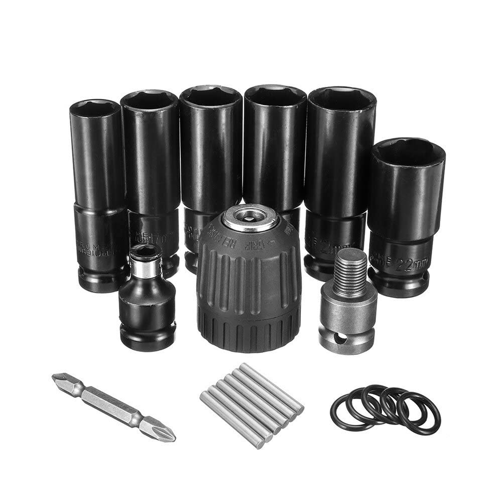 VIDOO 10szt Zestaw Kluczy Nasadowych Udarowych 1/2 Cala Metryczne Adapter Uchwytu