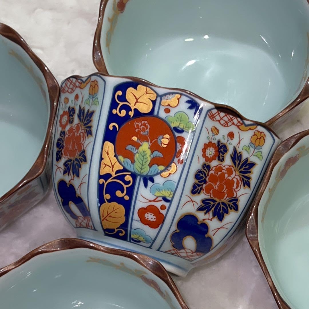 有田焼 染付 菊型 小鉢 5客 C 6186 有田焼 染付 菊型 小鉢 有田焼 染付