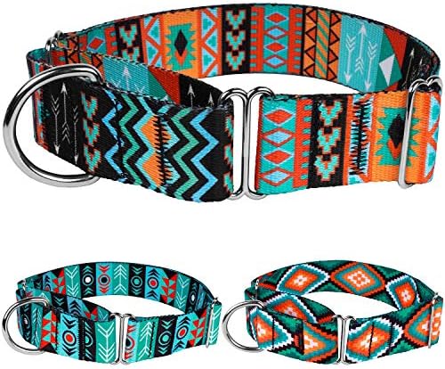 CollarDirect Martingale Dog Collar Nylon Safety Training Tribal Pattern Adjustable Heavy Duty Collars for Dogs Medium Large (Pattern 2, Large, Neck Size 15"-20")