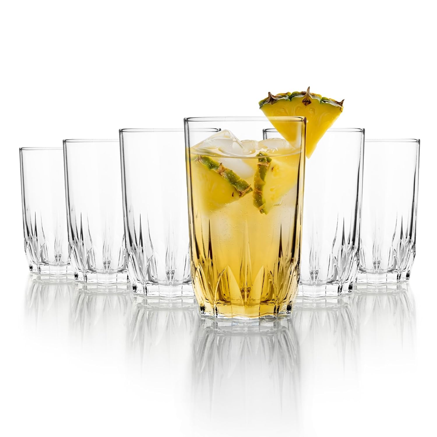 YERA Kiara Classic Glass Tumblers 265 ml, Pack of 6 | Dishwasher Safe, For Water & Cold Drinks, Transparent, Daily Use, Crystal Cut Design-image-33