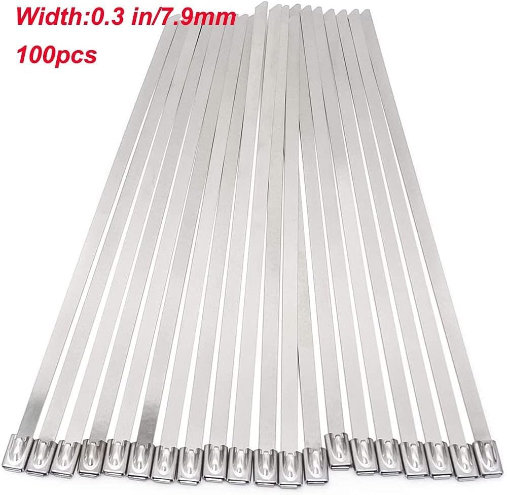 Fascette for cavi, larghezza 0,3 pollici Fascette for cavi in ​​acciaio inossidabile Fascette for cavi autobloccanti in metallo 100 pezzi (Colore : 7.9x200mmx100pcs) (Colore : 7.9x300mmx100pcs) (Colo