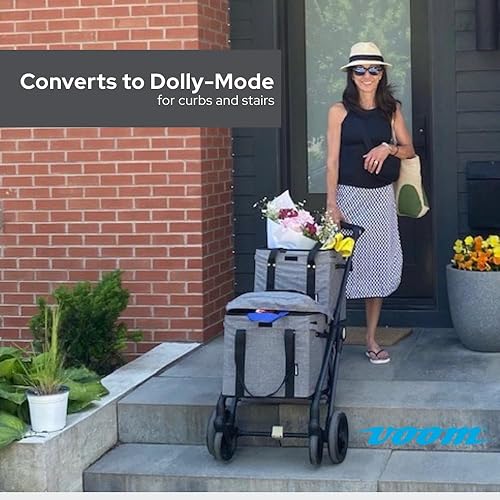 Miniatura 7 de VOOM cart Carro de comestibles plegable personal con ruedas y cestas extraíbles - Negro